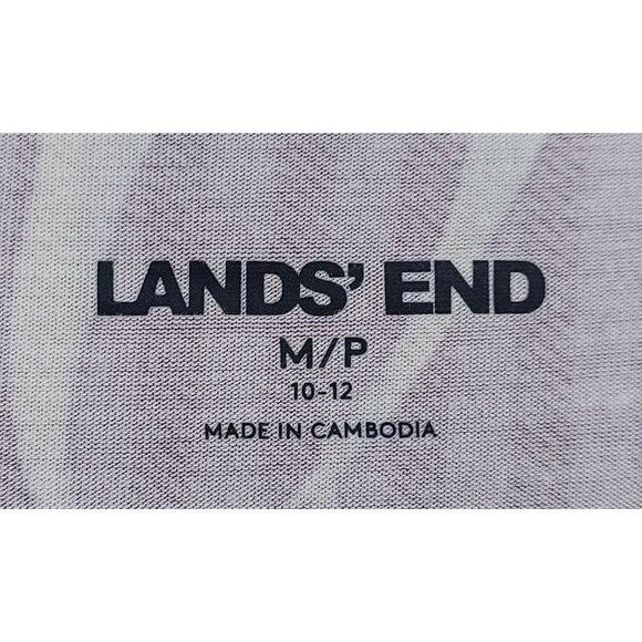 Lands' End Women's Purple Stripe Palm Jersey Top Size M/P Short Sleeve Round Hem - Picture 2 of 3